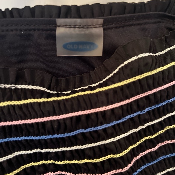 Black and colorful striped strap ties crop top - Picture 3 of 4